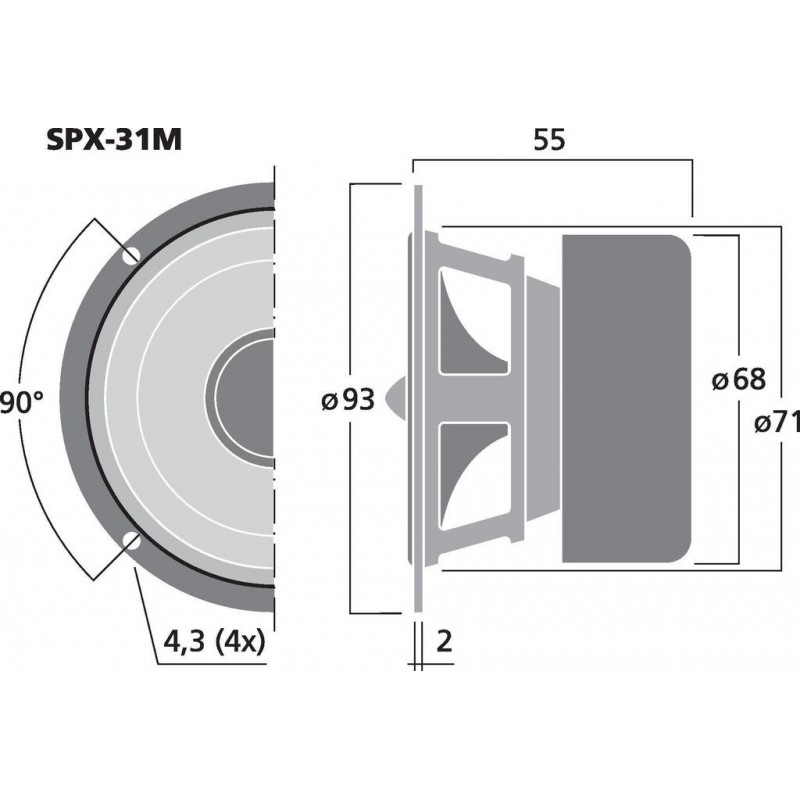 Altoparlante a banda larga 4 Ohm 4 W - rettangolare - Technology Solutions